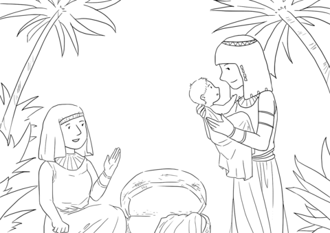 Exodus 2 5 6 Moses Hidden At Birth   The Daughter Of Pharaoh Finds Baby Moses Coloring Page